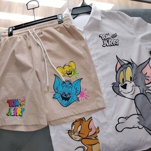Tom and Jerry Graphic Shirt and Shorts Set